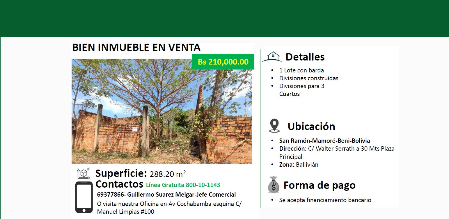 CASA EN VENTA EN SAN RAMON - BENI